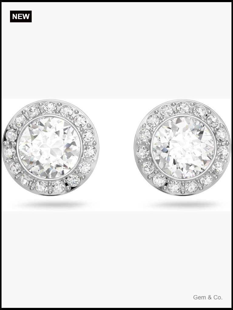 3/8" Crystal Stud Earrings Rhodium Plated Butterfly Back